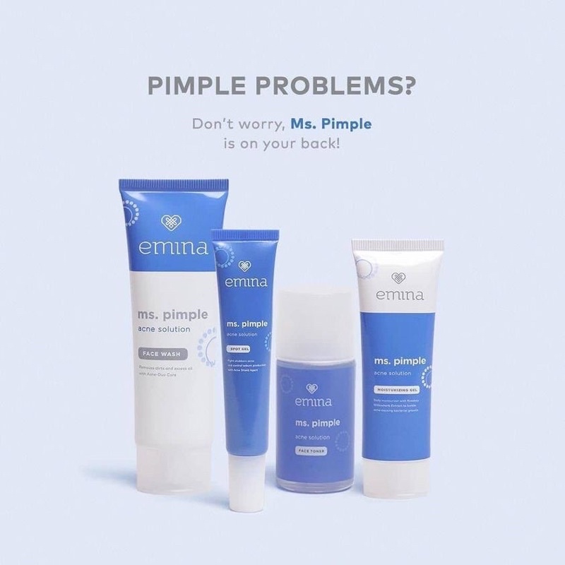 EMINA MS.PIMPLE ACNE SOLUTION SERIES/SET PERAWATAN WAJAH BERJERAWAT