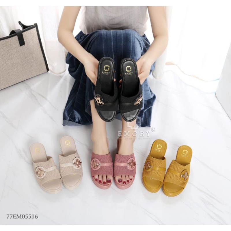 SANDAL WEDGES EMORY WANITA IMPORT BRANDED BATAM Havana Series 77EMO5516