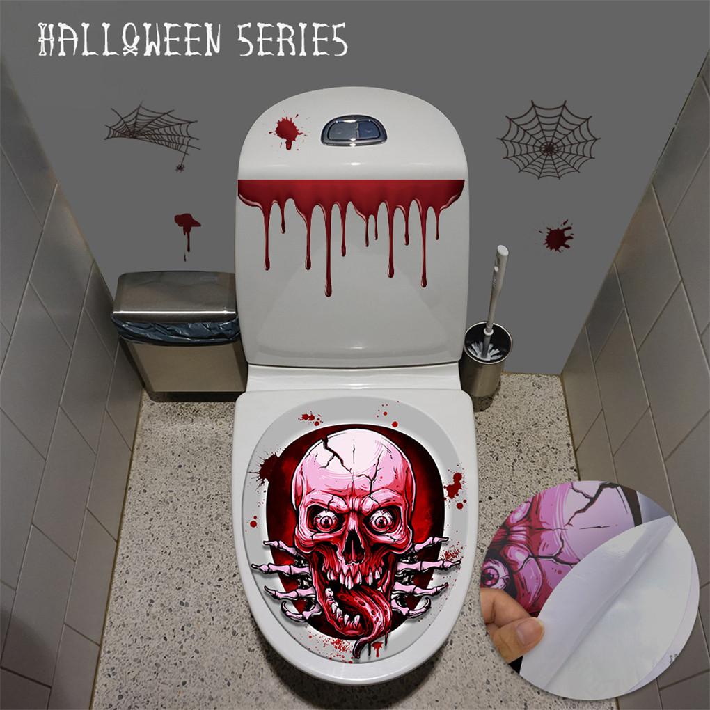 2pcs Stiker Cover Dudukan Toilet DIY Tema Halloween Untuk Dekorasi Rumah / Kamar Mandi (house2020)