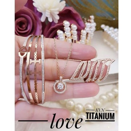 TiTanium set gelang kalung dan cincin y9wirjrn