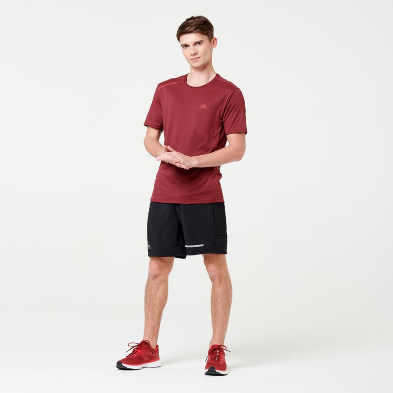 KALENJI Run Dry+ Kaos T-Shirt Olahraga Lari Pria Quickdry Original - Burgundy