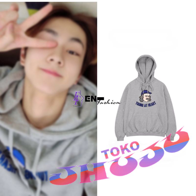 Hoodie Jumper engene style Jungwon YOUNG AT HEART printing DTF