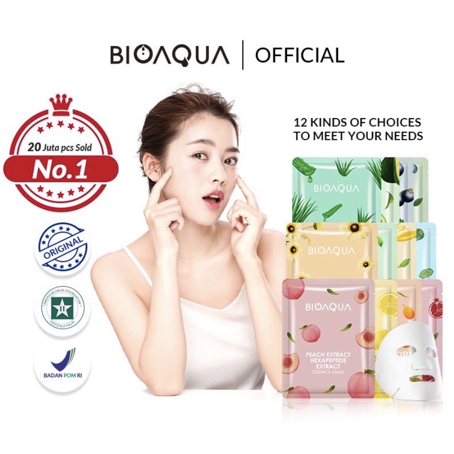 BIOAQUA Sheet Mask Essence Mask Serum Masker Perawatan Wajah Skin Care Brightening Moisturizing ORIGINAL BPOM READY COD