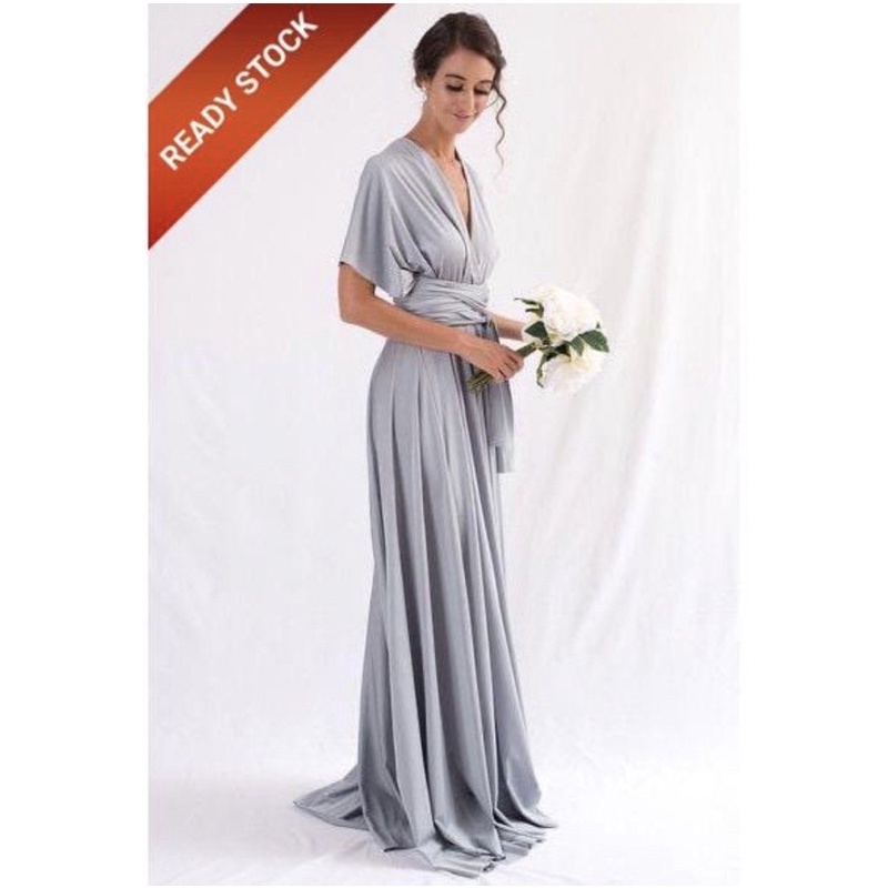 Multiway Dress Bridesmaid- Maxi Light Grey FREE kemben