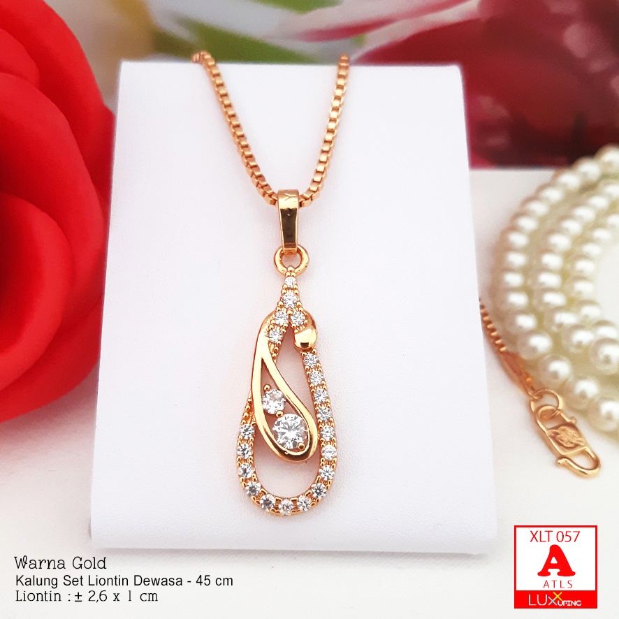 XLT 057 Kalung Set Liontin Mata Sirkon Perhiasan Xuping Lapis Emas 18K Merk Yaxiya Luxx Xuping