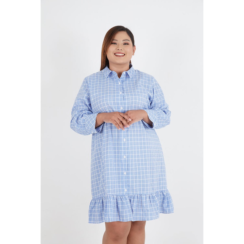 Sorabel - Gimvala Plaid Ruffle Dress Big Size Jumbo