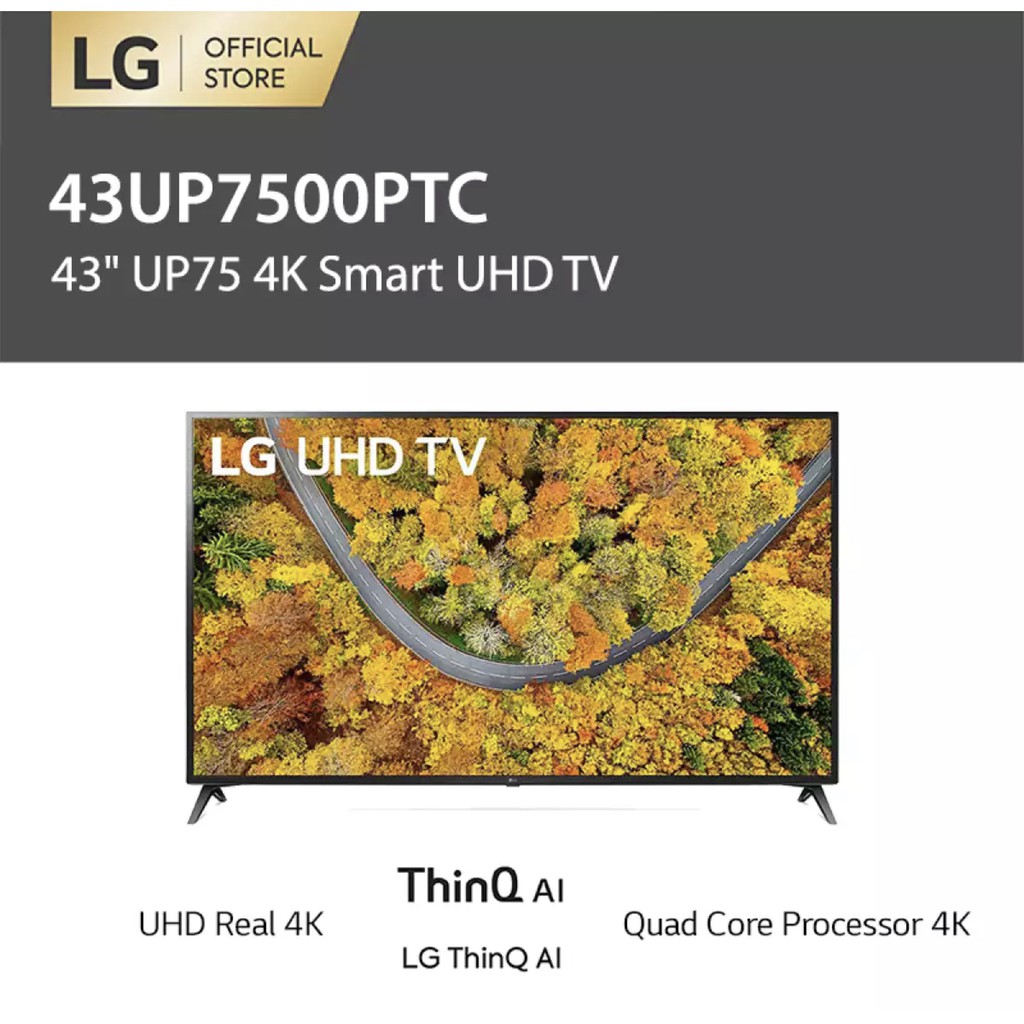 LG 43UR7500ESE 4K Smart UHD TV [43 Inch/AI ThinQ/Bluetooth/AI Sound]