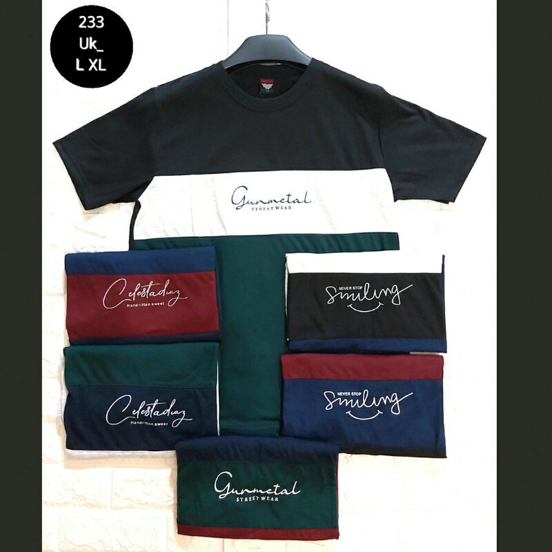 COD kaos kombinasi 3 warna atasan kaos pria lengan pendek