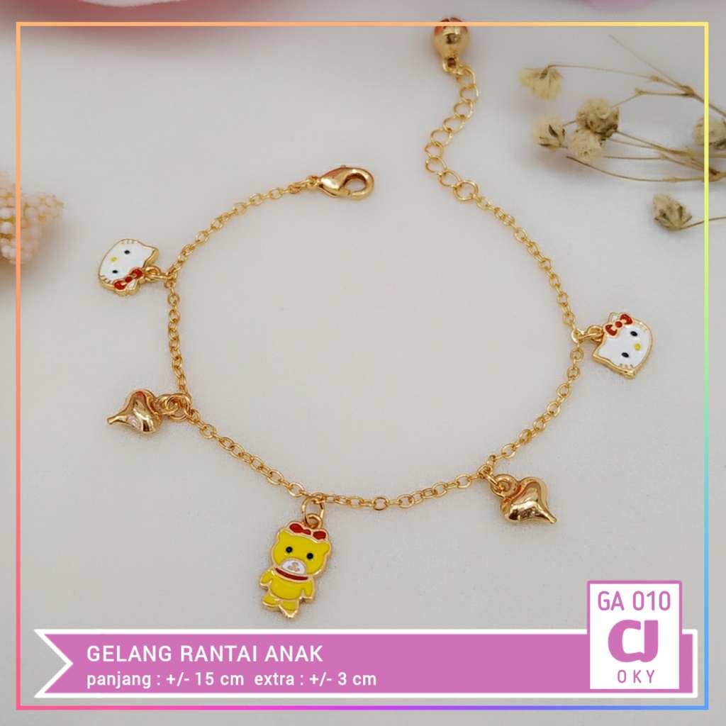 Gelang kaki xuping gelang kaki/tangan anak hello kitty red lapis emas gold  GA 010