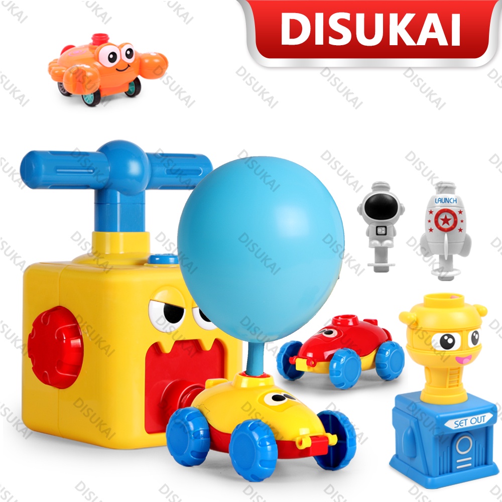 【Stok Baru】Mobil mainan Balon jet set roket luar angkasa Mainan roket pengangkat mobil jet Berisi 2 mobil, 1 mobil kepiting, 12 Balloon, 1 set mainan peluncuran roket