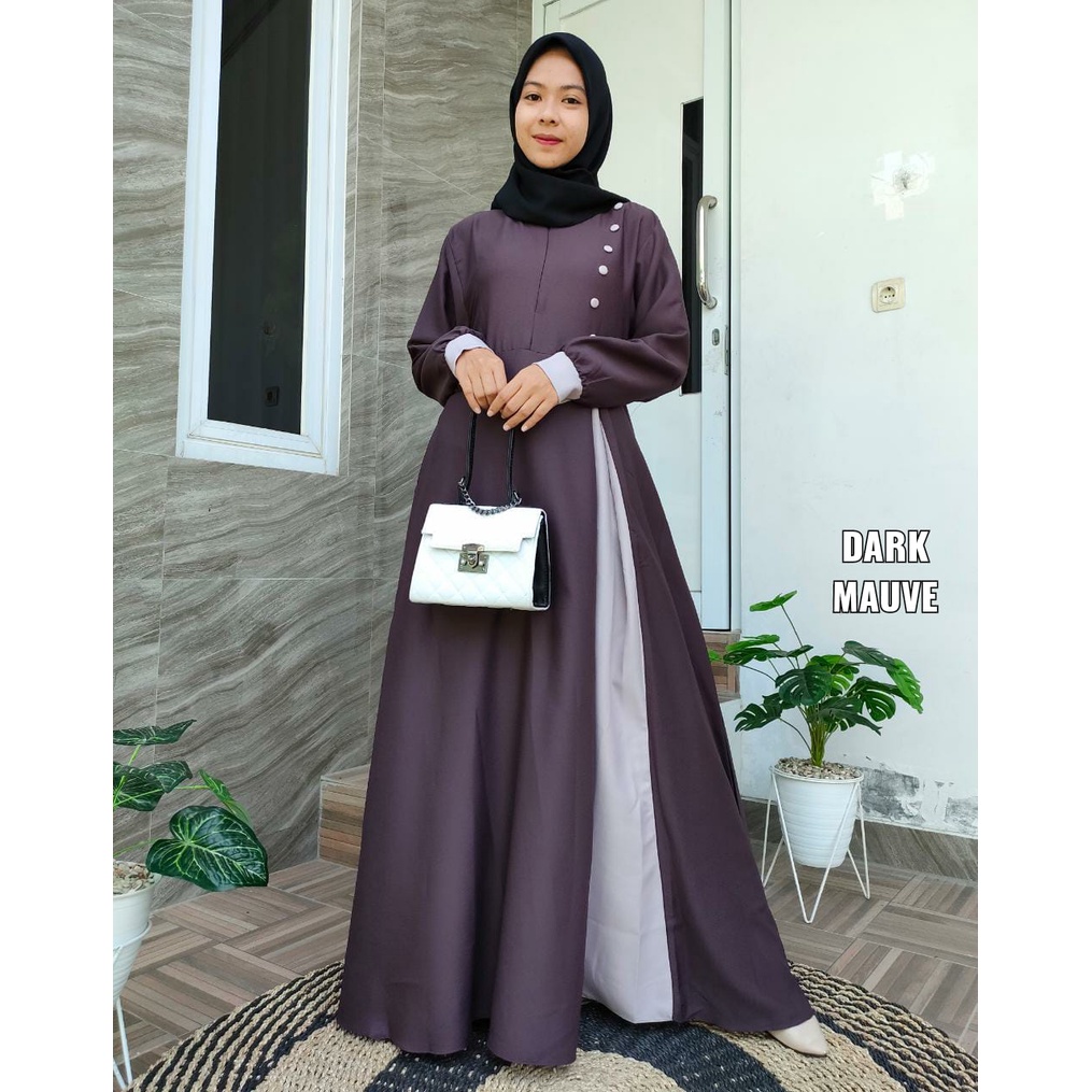 Gamis Syanaz Ity Crepe / Gamis Ity Crepe Kancing / Gamis Ity Crepe Kombinasi Premium