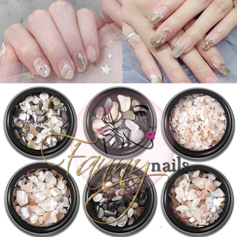 SEASHELL STONE POT HIASAN BATU ALAM KUKU GAYA JEPANG HIASAN KUKU NAIL ART STONE