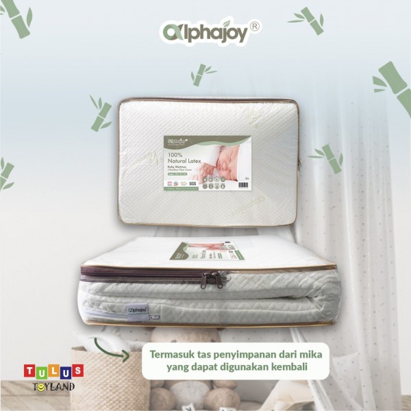 Alphajoy Baby Mattress cocok ukuran joie kubbie 87 x 52 Matras Kubee 100% Natural Latex kasur lateks bayi anti tungau cover bamboo anti alergi