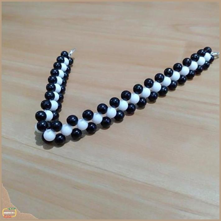 Mutiara Konektor Masker Hijab Hitam Putih _Termurah