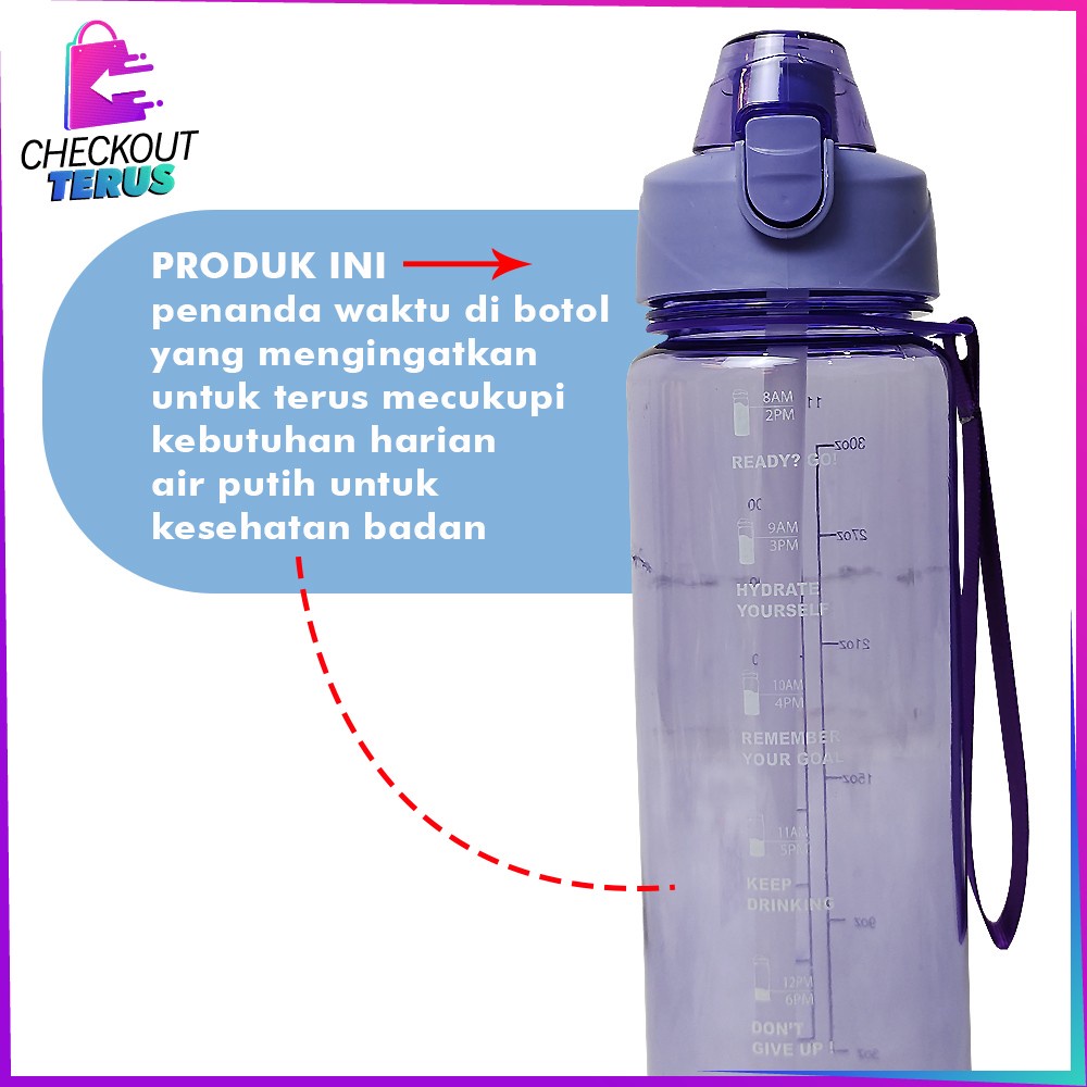 CT C580 C588 Bottle Botol Minum Tumblr Air 1 Liter Botol MinumTumbler Olahraga Botol Motivasi dengan Tutup Flip