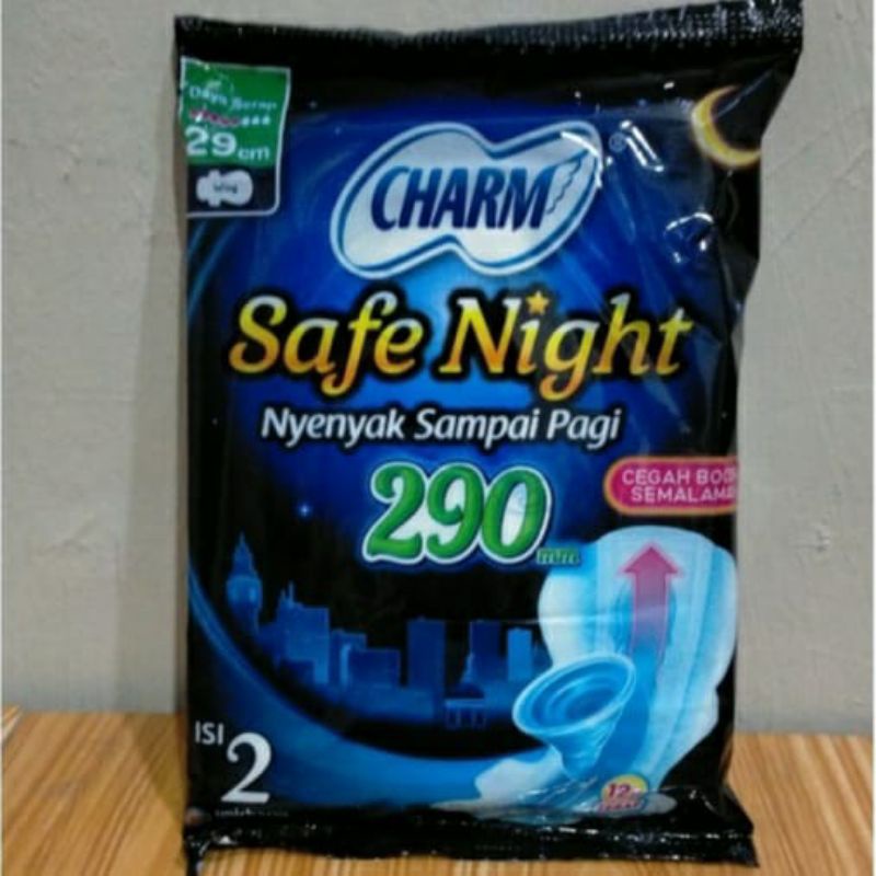 Pembalut Charm Safe Night Wings 29cm isi 2pads ( 1 Renceng isi 10pcs ) Pembalut wanita pembalut pere