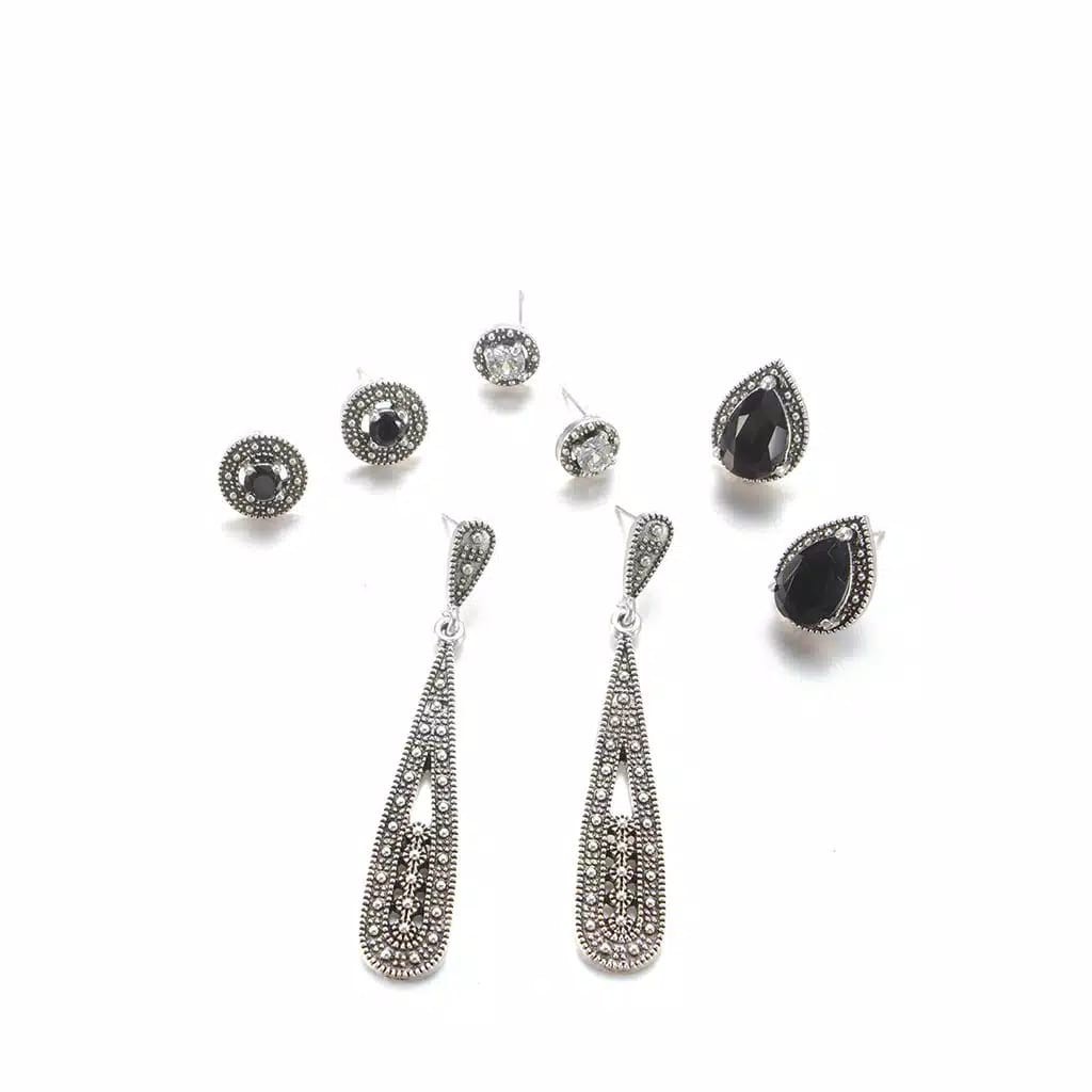 Anting Tusuk Wanita Set Isi 4 Pasang Mode; Kristal DHG2