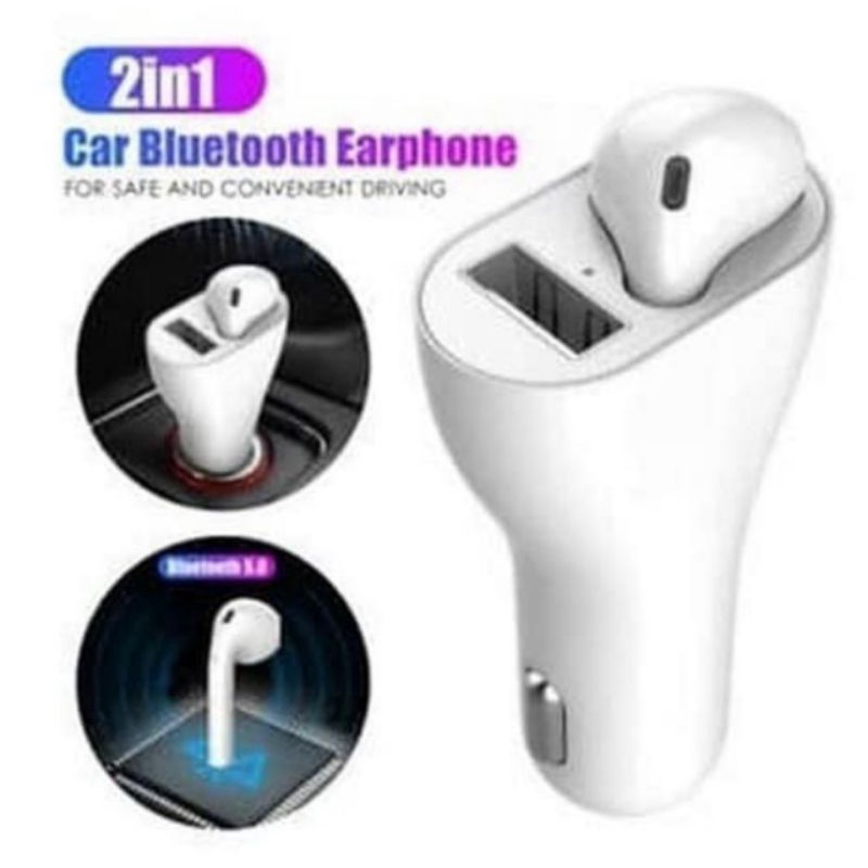 Saver Mobil + Headset S05 Car Charger 2 in 1 Charger Mobil S-05