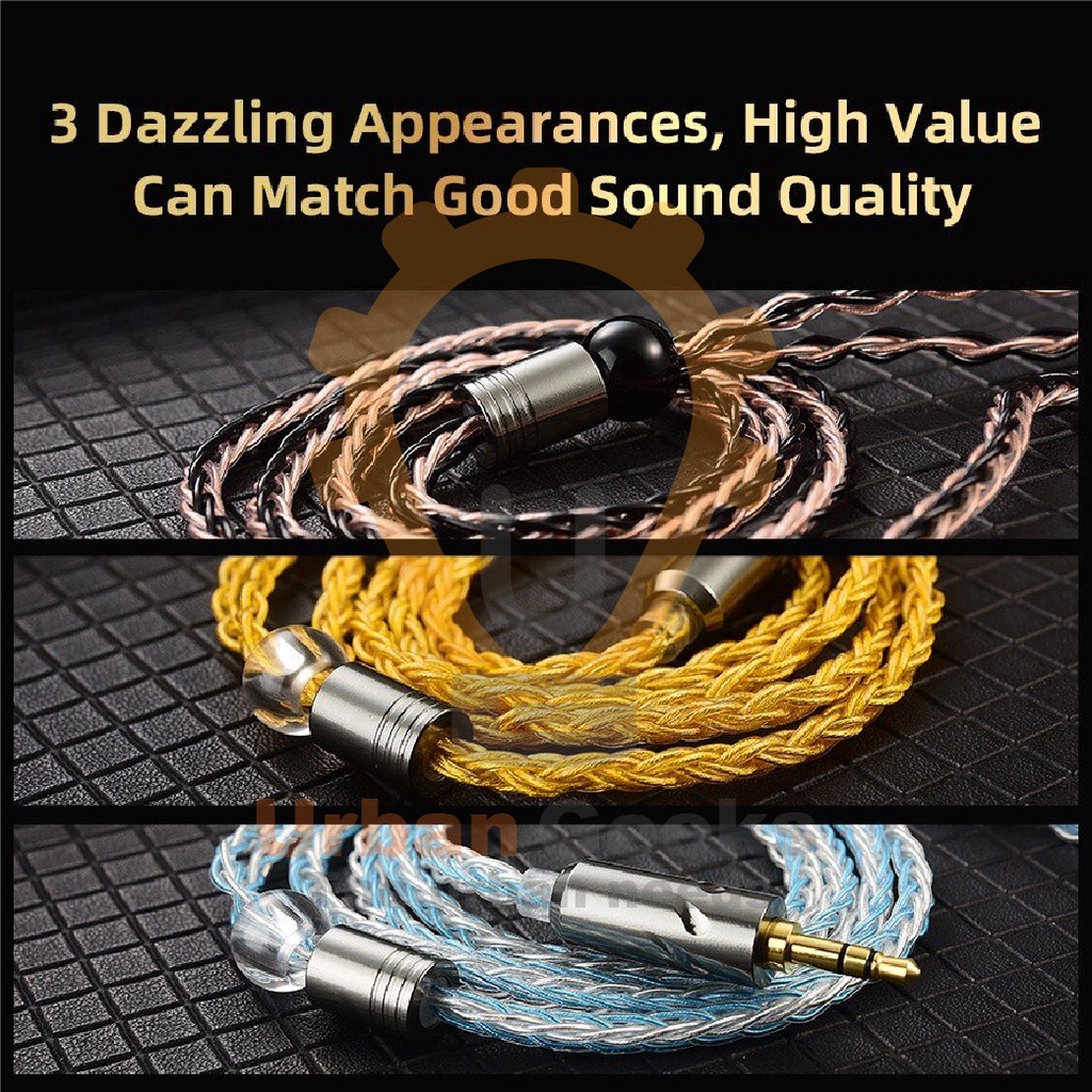 QKZ T1 200 cores 8 strand OFC copper silver-plated upgrade cable wire 3.5mm QDC