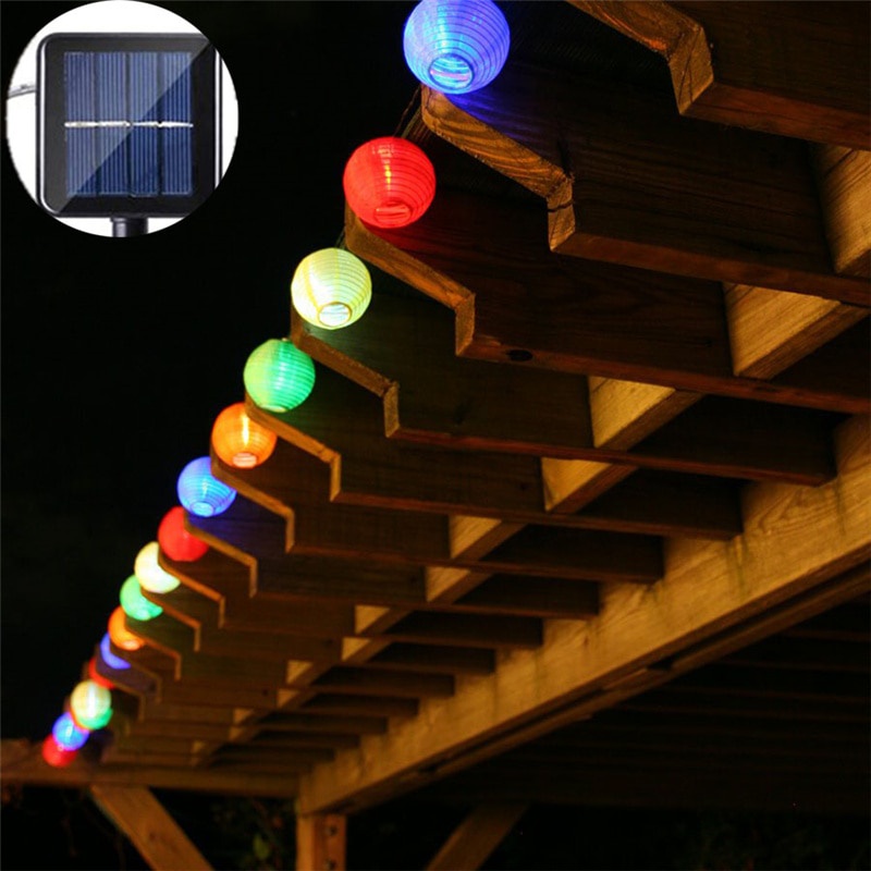 Lampu Hias Dekorasi Taman Lampion Mini / Bola Mini 7x7cm multi warna dengan Solar Power 20 LED 5M Tenaga Surya outdoor taman waterproof anti air Lantern Ball Solar String Lights Christmas Party Wedding Fairy Lights Outdoor Garland Patio Garden Decor