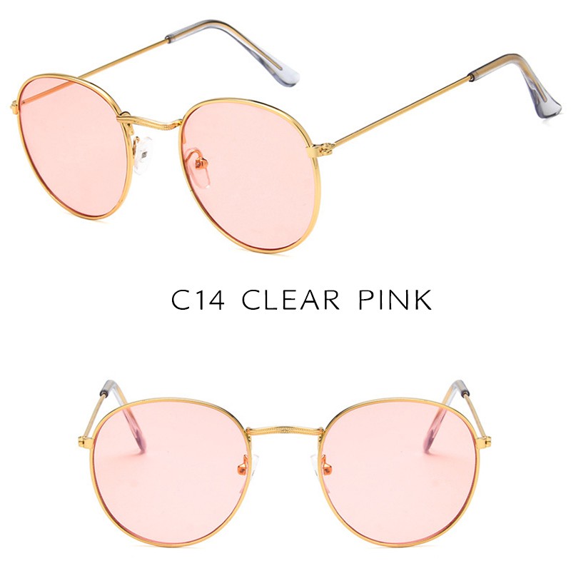 (YUZHU) Bayar di Tempat Korean Ulzzang Retro Besi Frame Candy Color Small Bundar Kacamata Hitam Sunglasses