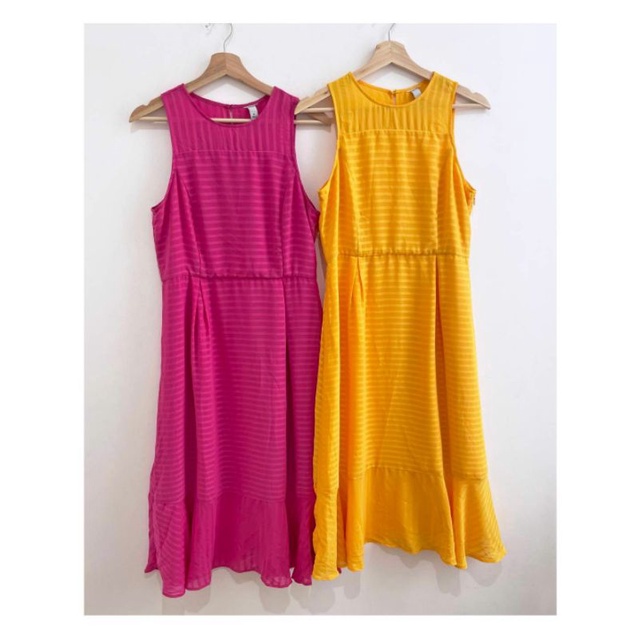 A new day pink&amp;yellow sleeveless flowy maxi dress