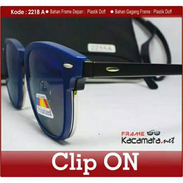 kacamata clip on 2218+lensa minus polarized hitam magnet -sanglaz pria wanita