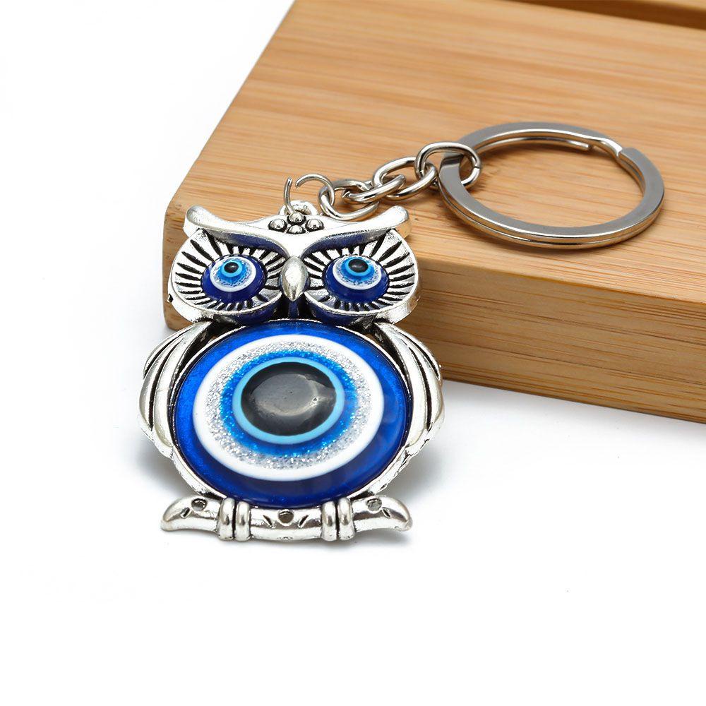 Augustina Gantungan Kunci Mobil Crystals Hanger Owl Blue Lucky Charm Evil Eye Car Pendant