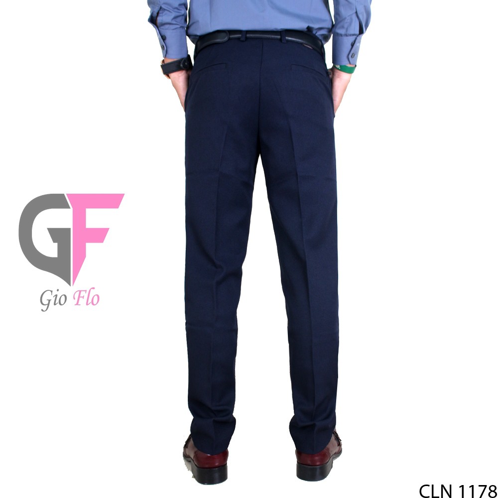 GIOFLO Celana Kantoran Pria Formal Polos Slim Dark Blue / CLN 1178