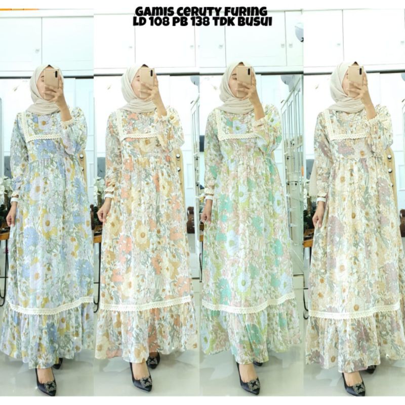 gamis ceruty bunga
