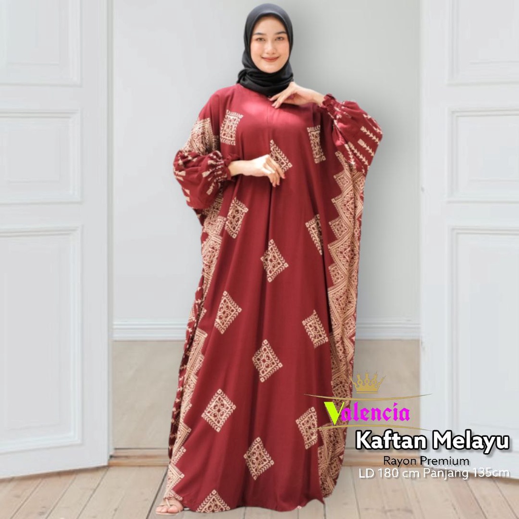 Melayu Kaftan Wanita Rayon Batik Premium Gamis Jumbo Kekinian Dress Bigsize LD 180 cm