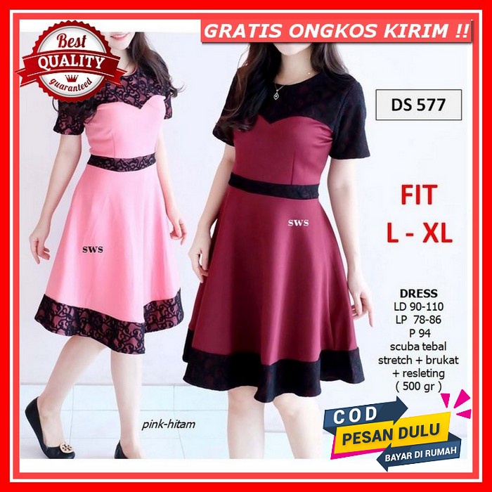 Set Baju Dress Pesta Natal Dress Tahun Baru Wanita Remaja Dewasa Bhn  Corneli Ukuran L Kekinian Terb