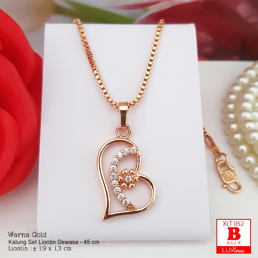 XLT 052 Kalung Set Liontin Mata Zirkon Perhiasan Imitasi Lapis Emas Teddy Bear Kalung Xuping  Bukan Emas Asli Akseosoris Wanita Kpop Luxx Xuping