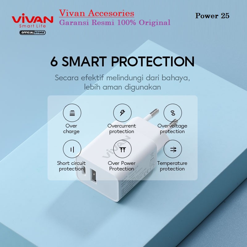 VIVAN Charger Power 25 3A PD / QC3.0 Dual Port with Super Durability