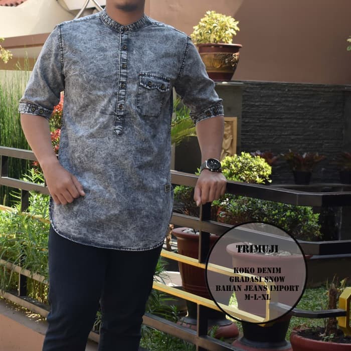 XY70 Original Wrangler Dwight Kemeja Denim Pria Lengan Panjang Slim