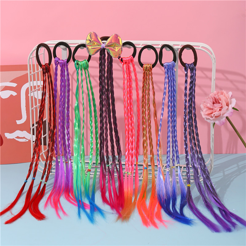 Children's Ponytail Braid Wig Colorful Hairpins Cute Dirty Braids Hair Ropes Headrope Performance Twist Braid  Accessories