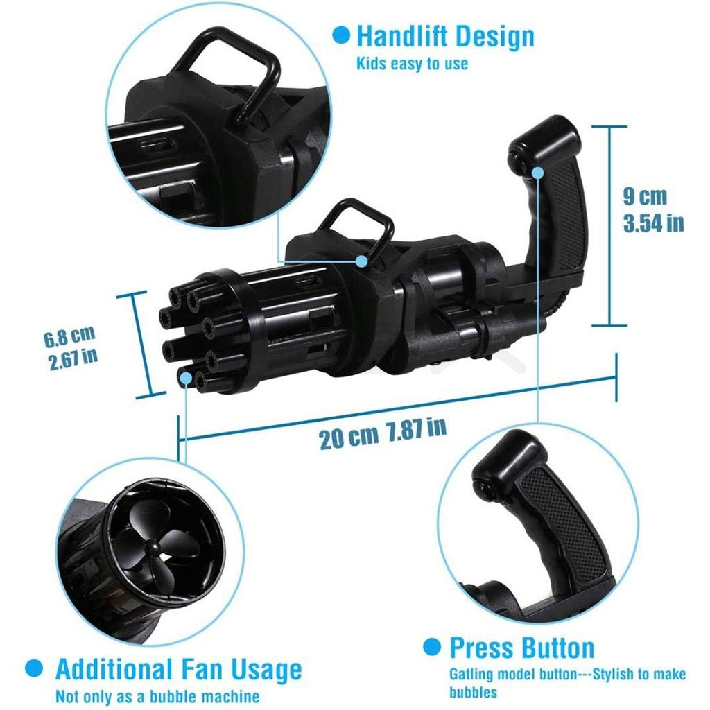 Mainan Anak Pistol Gelembung Mesin Elektrik Gun Bubble Machine Electric Galting Bubble Gun Outdoor-3