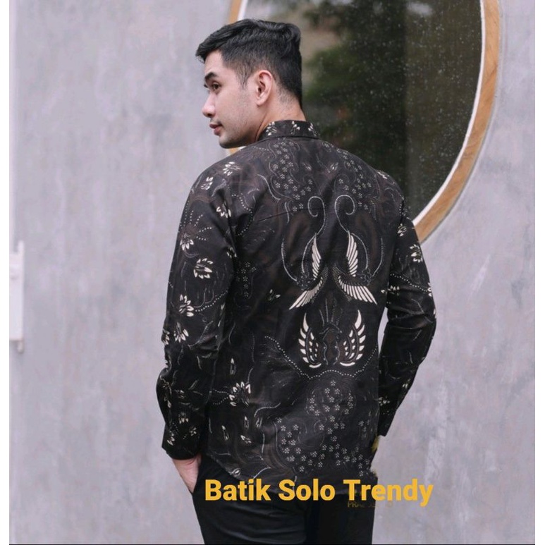 MOTIF GURDO HITAM KEMEJA BATIK PRIA /BAJU BATIK PRIA LENGAN PANJANG HEM ATASAN MURAH KAIN HALUS FULL FURING