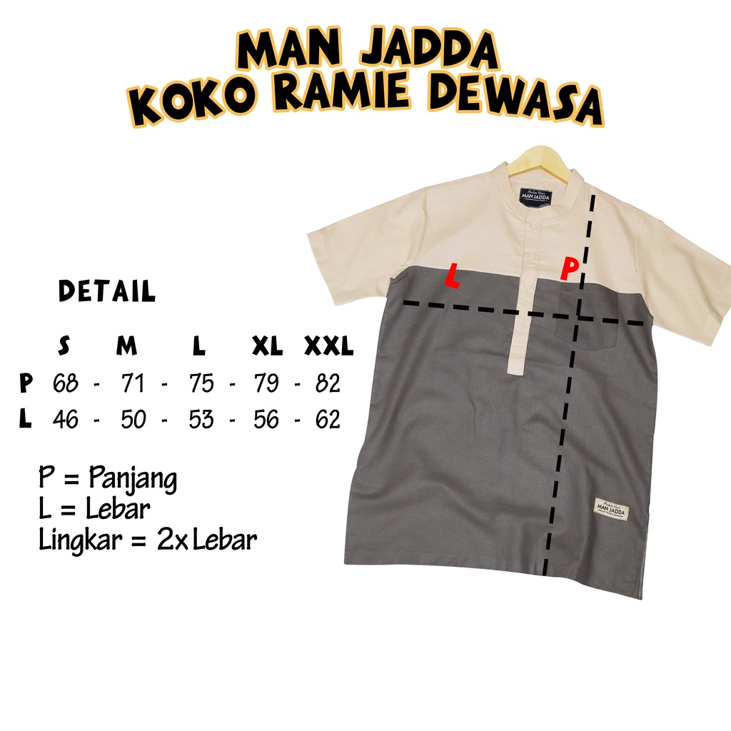 baju koko DEWASA katun ramie  - kemko DEWASA / atasan kurta - koko KEMKO gamis pakaian muslim baju jumatan baju lebaran koko couple