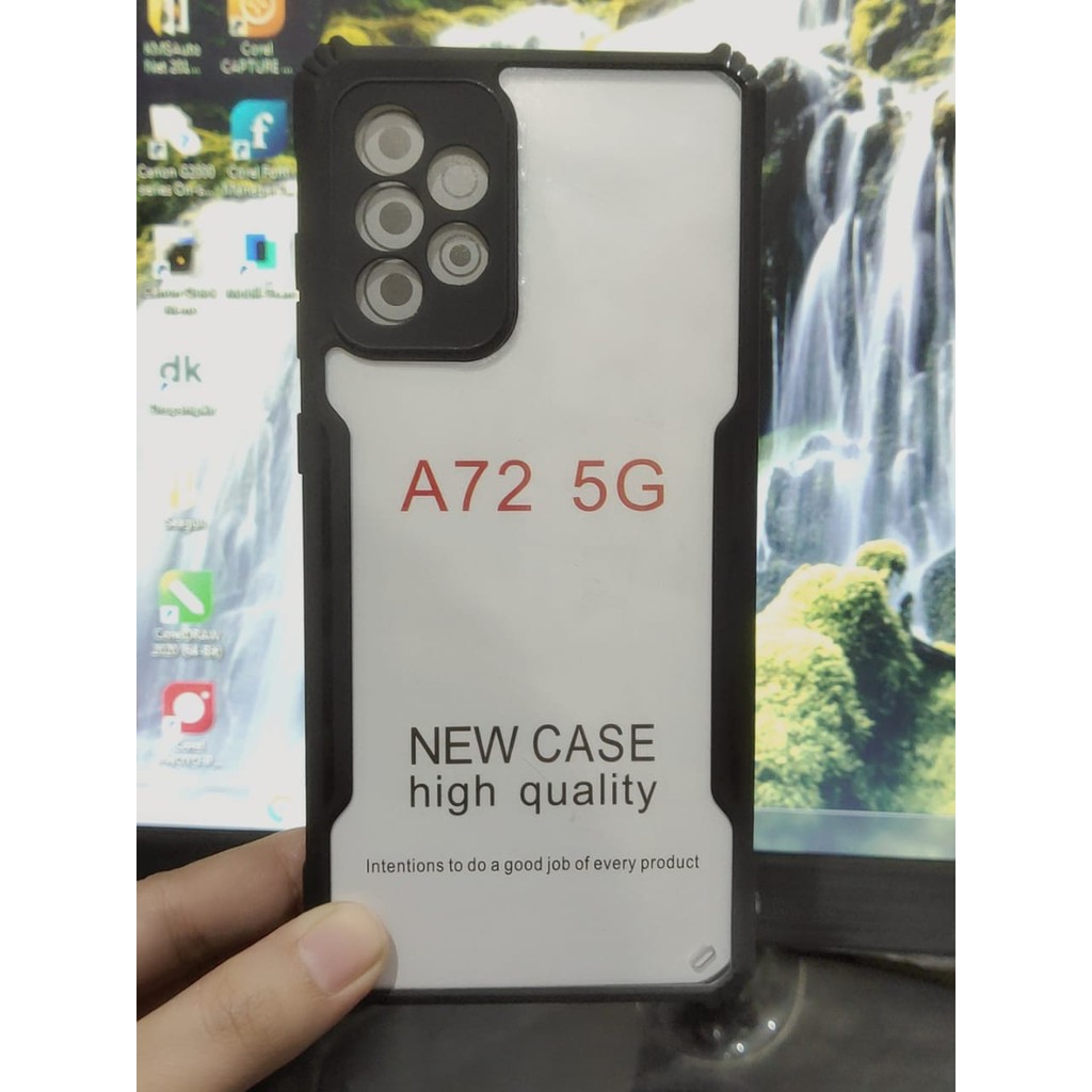 Anti Shocking Samsung A72 5G 6.7 Inchi Hardcase List Hitam Acrylic Case