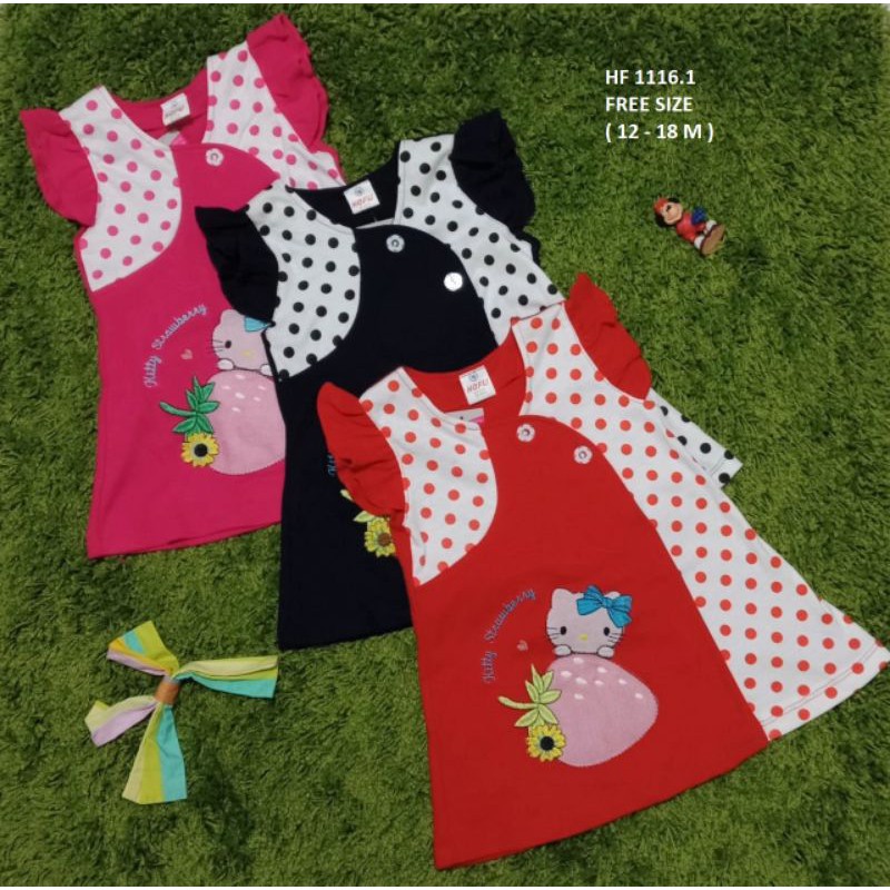 Rok Dress Katun Bayi Cewe (HOFU) Kitty 12 Bulan-18 Bulan