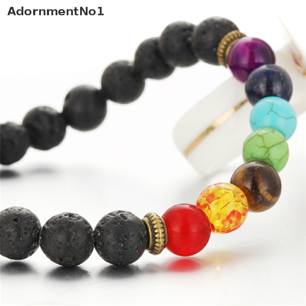 (AdornmentNo1) Gelang Kesehatan Manik Batu Lava 7 Chakra Healing Balance Untuk Unisex