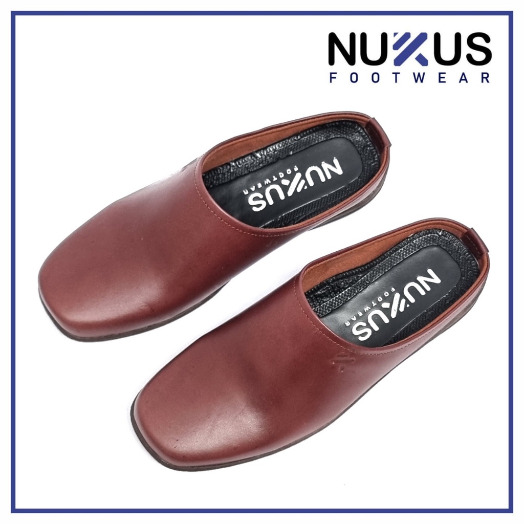 Nukus Sandal Selop Pria Kulit Sapi Asli Coklat Tua - SLMG