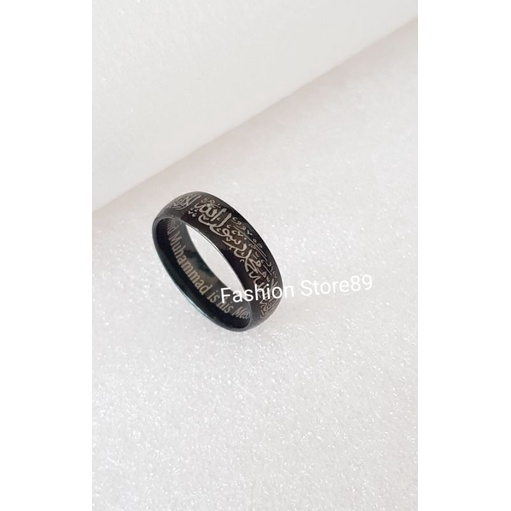 Cincin Titanium Tauhid biru hitam gold antikarat cincin Titanium impor