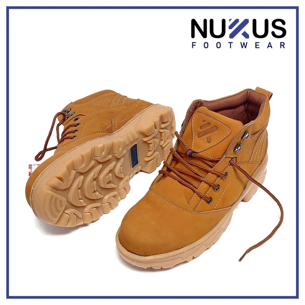 Nukus Sepatu Safety Ujung Besi Boots Pria Kulit Coklat Tan - DT NB