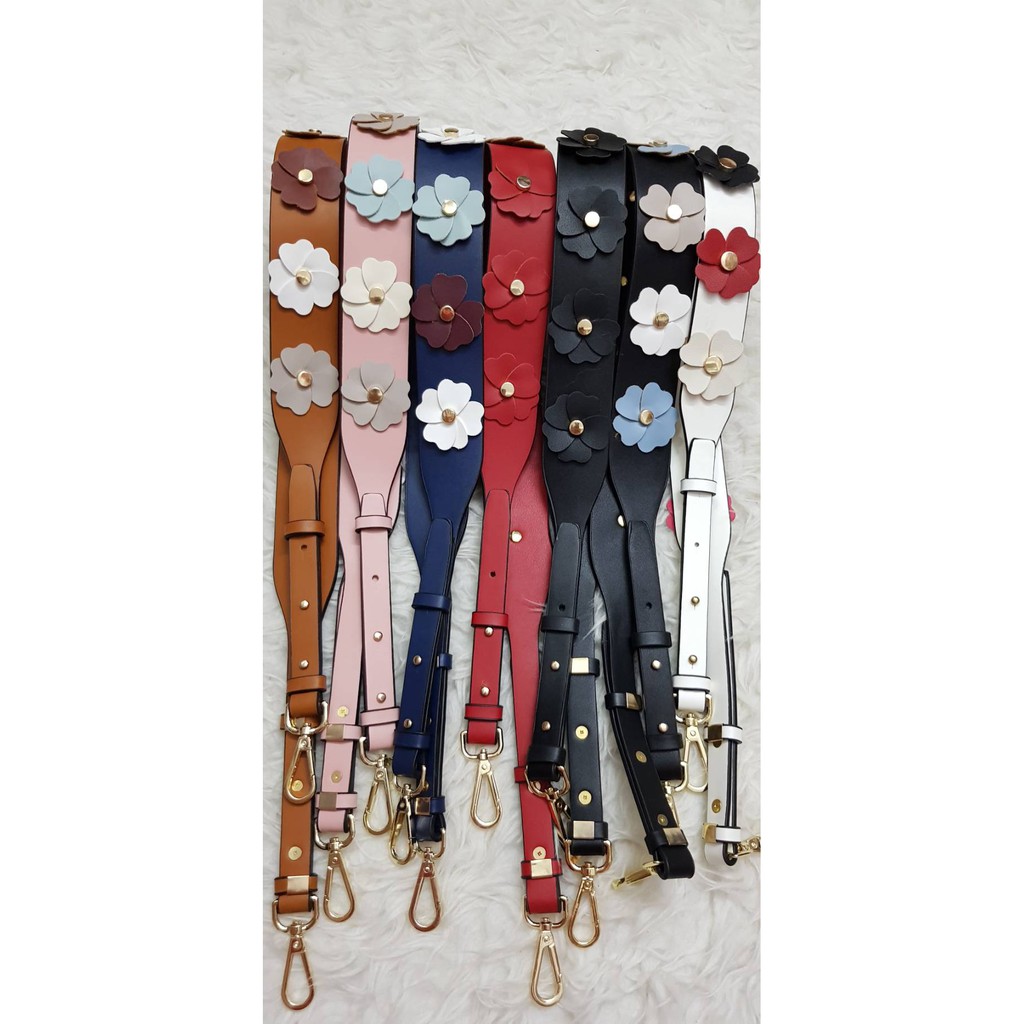 Bag Strap Adjustable MK bunga flower PU Leather Tali Tas Pendek strap tas