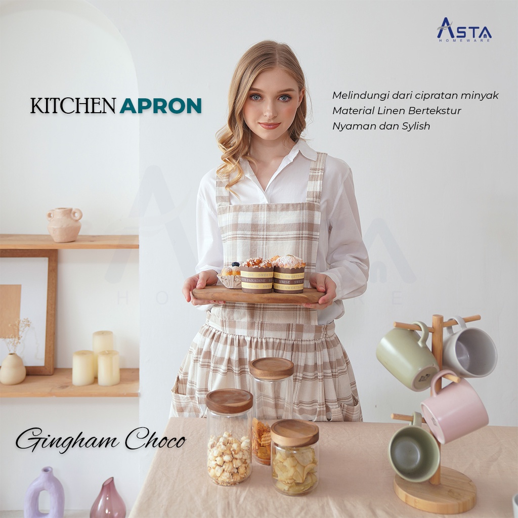 Celemek Masak / Apron Masak / Apron Katun / Celemek Koki / Apron Korea / Celemek Korea / Apron Drill / Celemek Murah / Apron Dapur