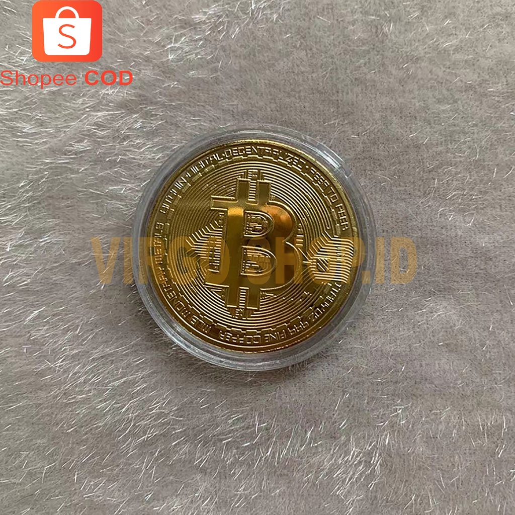 Coin BTC Souvenir Bitkoin Fisik Gold Plated / Coin Koin Fisik BTC Bitcoin Gold Plated Pajangan Koleksi Souvenir Gift Ethereum LiteCoin / Souvenir / Gold / BTC