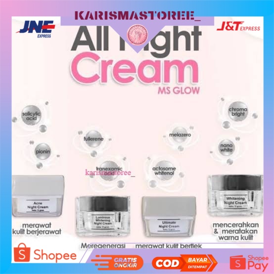 KRIM SIANG MALAM MS GLOW / WHITENING NIGHT/ ACNE NIGHT/ LUMINOUS NIGHT/ ULTIMATE NIGHT DAY CREAM