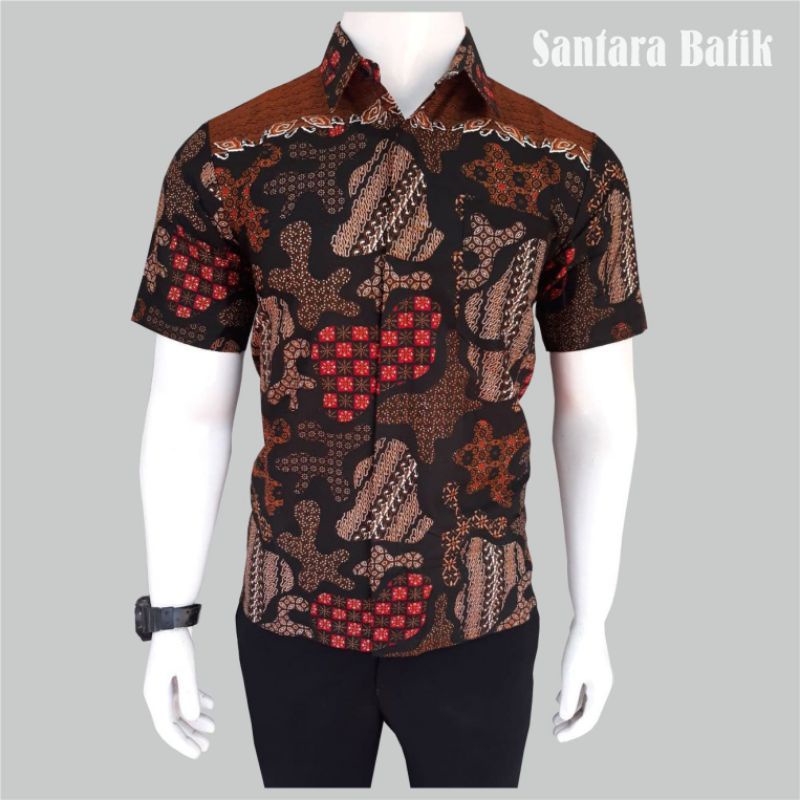 Kemeja batik pria lengan pendek size m l xl xxl